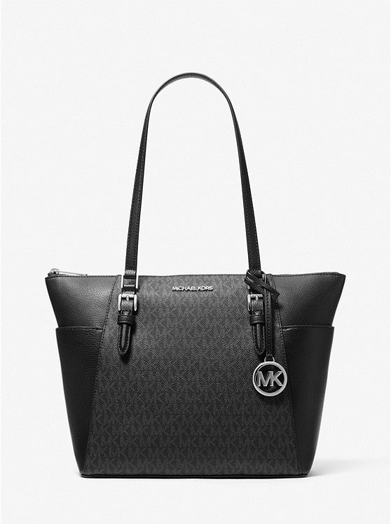 Michael Kors Charlotte Large Logo and Leather Top-Zip Tote Bag 35T0SCFT3B