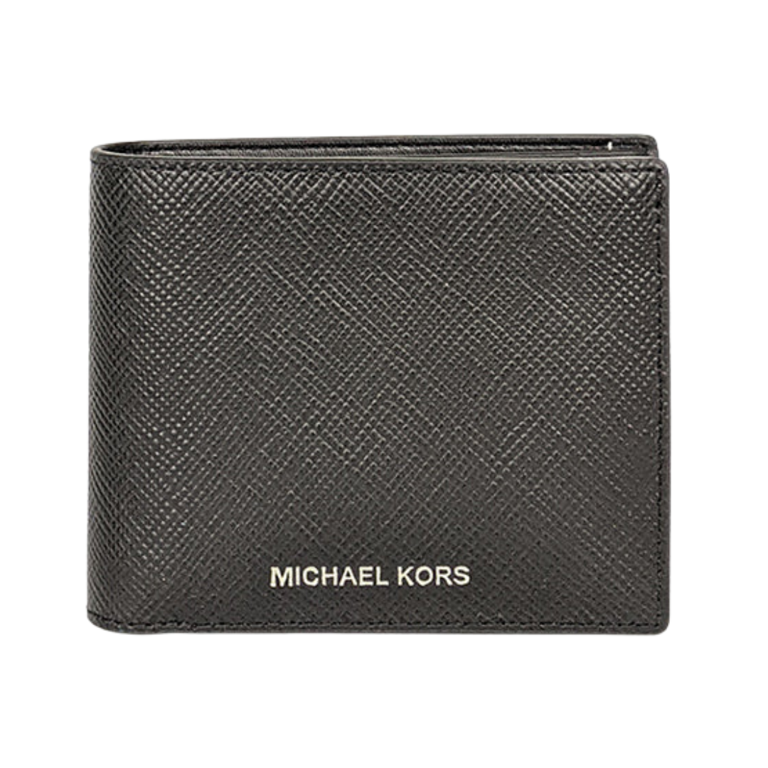 Michael Kors Harrison Leather Billfold Wallet With Passcase Black 36S4LHRF6L