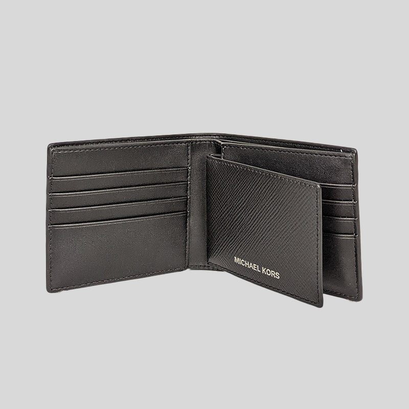Michael Kors Harrison Leather Billfold Wallet With Passcase Black 36S4LHRF6L