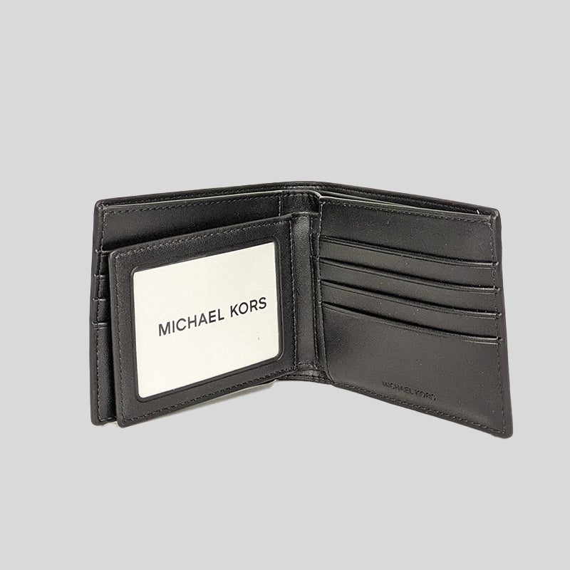 Michael Kors Harrison Leather Billfold Wallet With Passcase Black 36S4LHRF6L