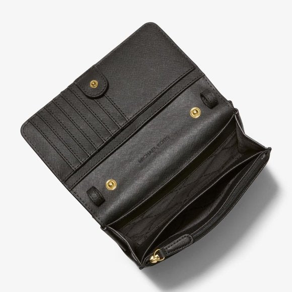 Michael Kors Jet Set Travel Medium Multifunction Phone Crossbody Black 35S0GTVC2L