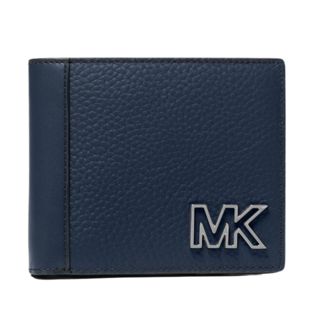 Michael Kors Mens Cooper Leather Billfold Wallet Navy with Coin Pouch 36S3LCOF3L