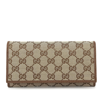 Gucci Signature Envelope Long Wallet Beige Brown 346058