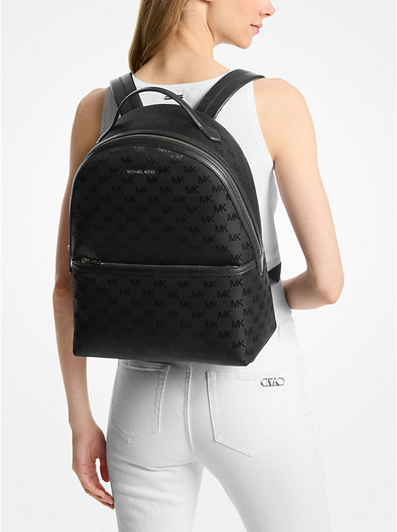 Michael Kors Sheila Large Woven Logo Nylon Backpack