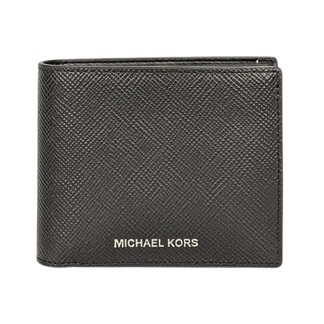 Michael Kors Harrison Leather Billfold Wallet With Passcase Black 36U9LHRF6L