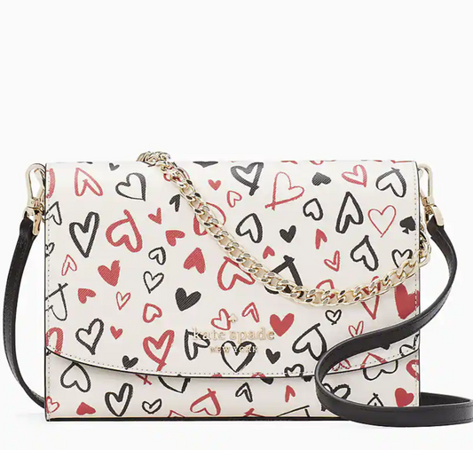 Kate Spade Carson Scribble Hearts Convertible Crossbody KA494