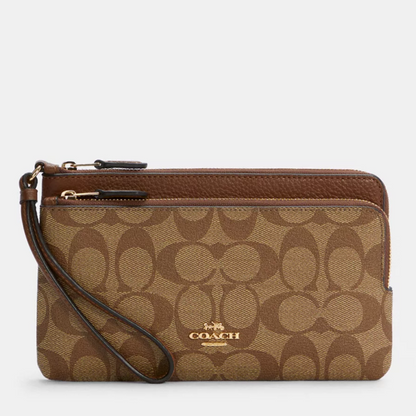 Coach Double Zip Wallet In Signature Canvas