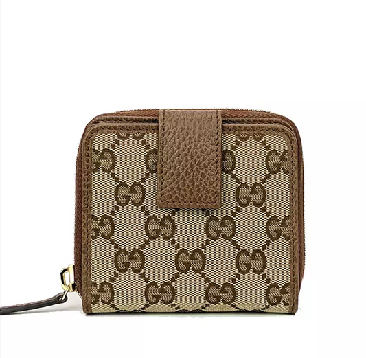 Gucci Signature GG Small Bifold Wallet Beige Brown 346056