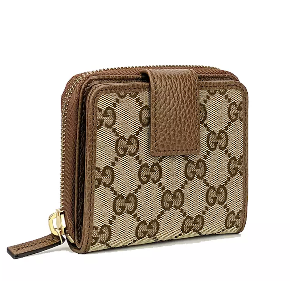 Gucci Signature GG Small Bifold Wallet Beige Brown 346056