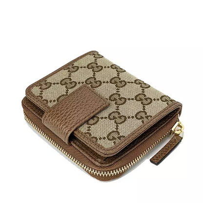 Gucci Signature GG Small Bifold Wallet Beige Brown 346056