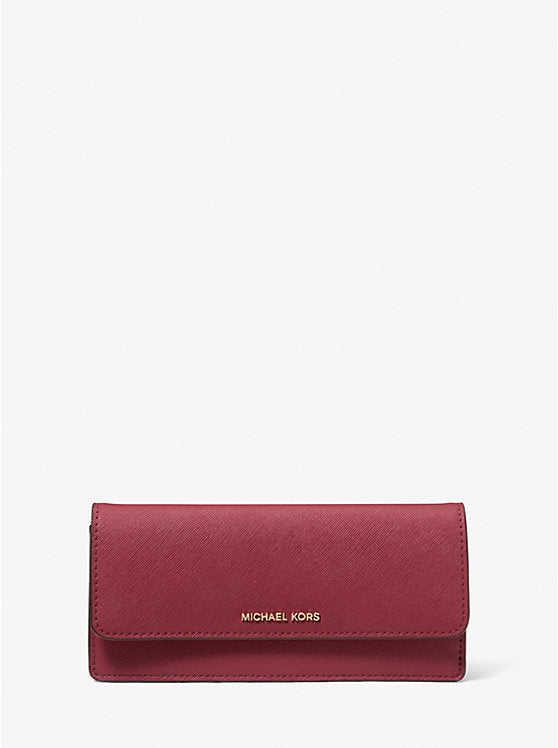 Michael Kors Jet Set Large Saffiano Leather Snap-Front Wallet - Red