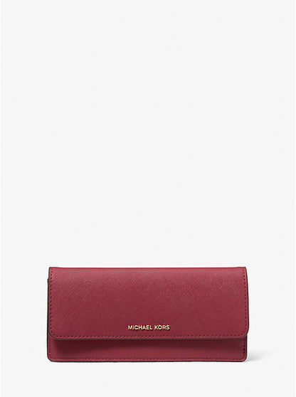 Michael Kors Jet Set Large Saffiano Leather Snap-Front Wallet - Red