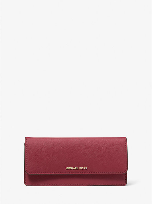 Michael Kors Jet Set Large Saffiano Leather Snap-Front Wallet - Red