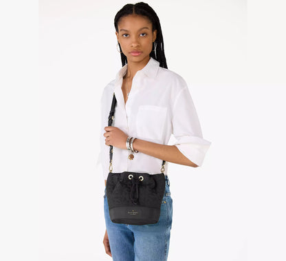 Kate Spade Flower Quilted Fabric Bucket Bag