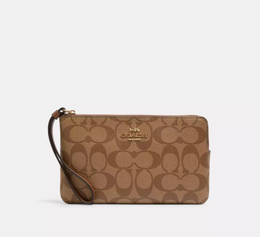 Coach Large Corner Zip Wristlet In Signature Canvas