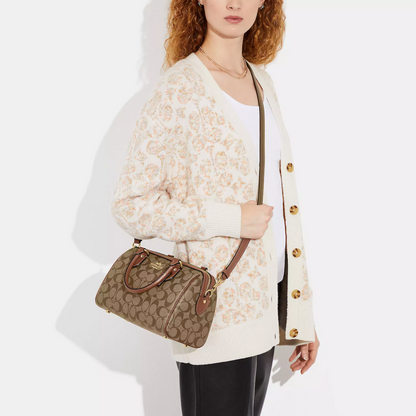 Coach Rowan Satchel In Signature Canvas CH280 Khaki Saddle