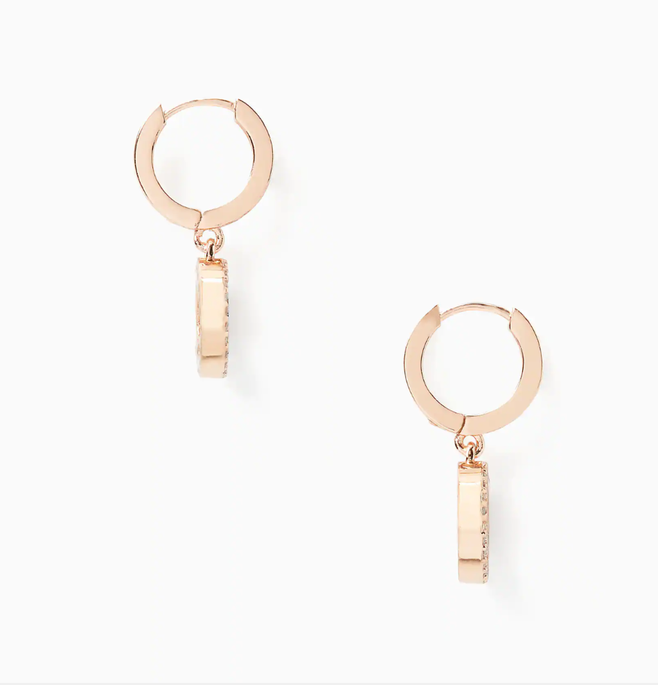 Kate Spade Spot The Spade Pave Huggies Earring K9175 Rose Gold