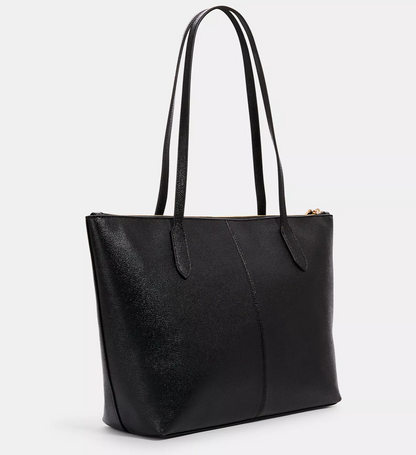 Coach Zip Top Tote In Crossgrain leather 4454 Black