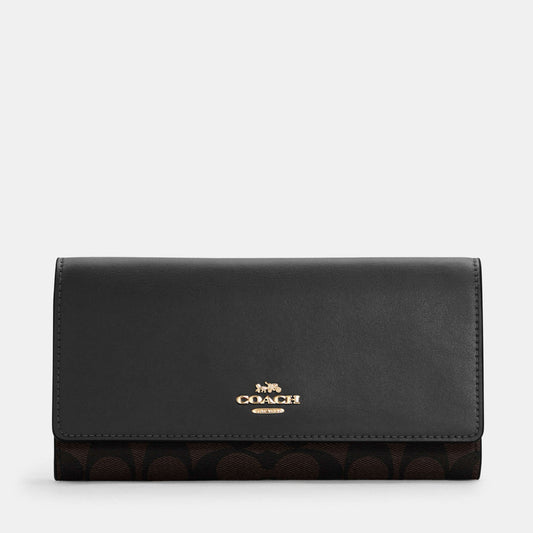 Coach Slim Trifold Wallet In Signature Canvas