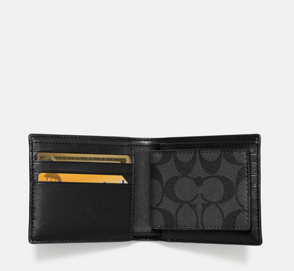 Coach Compact Id Wallet In Signature Canvas F74993