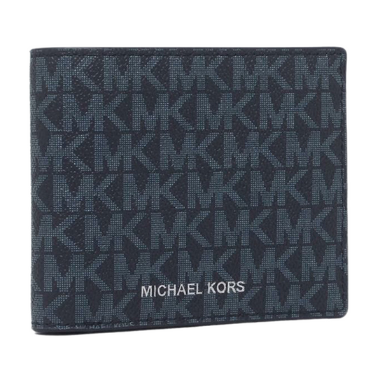 Michael Kors Mens Cooper Leather Billfold Wallet Navy with Coin Pouch FerraBag